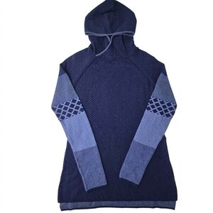 ​Krimson Klover Mover Maker Tunic Hoodie Merino Wool Blend Navy Blue Geometric M